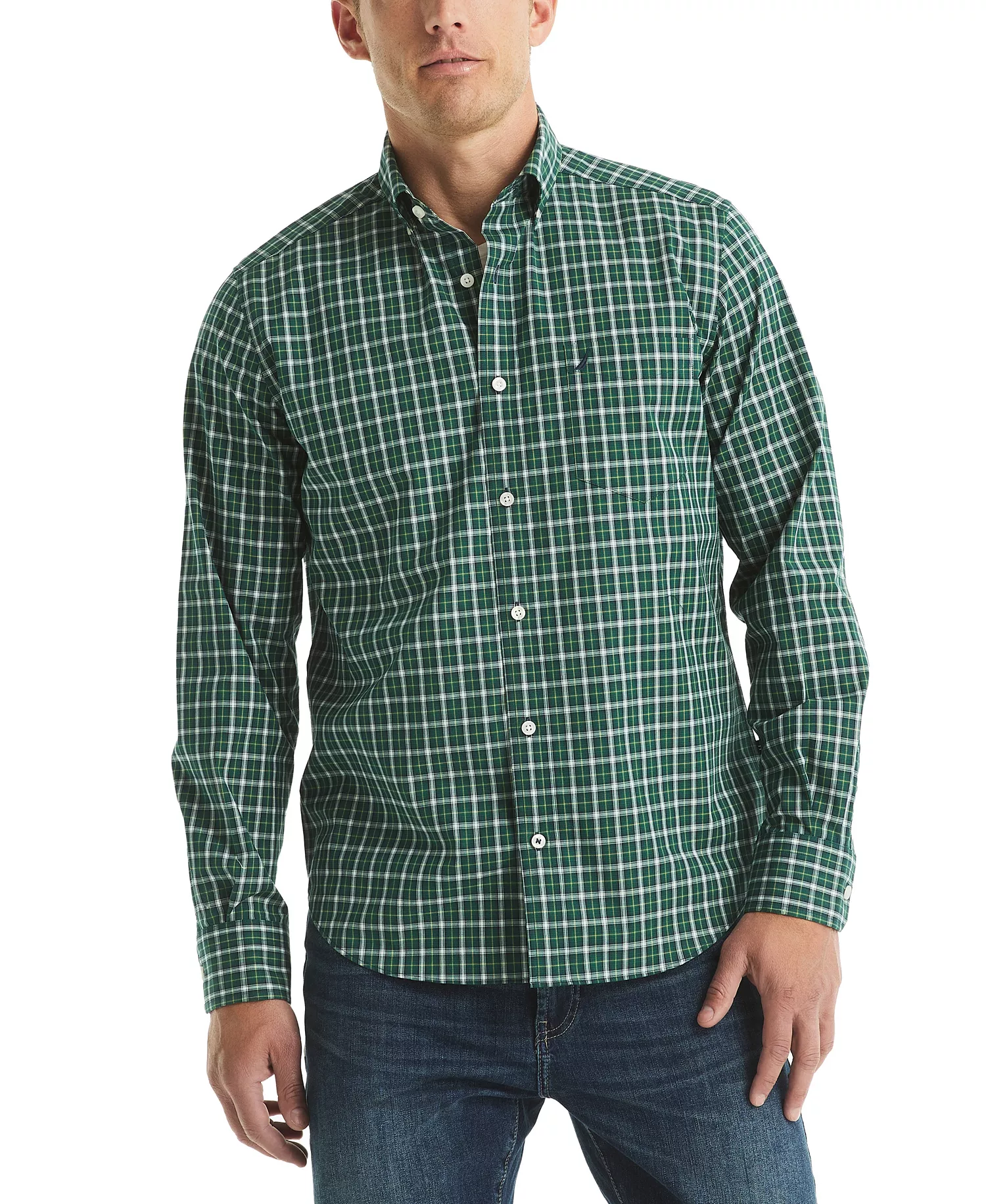 mni-f49f49d618e2184e9c40a8c22c71ffc0 Men's Plaid Pattern Button-Down Shirt