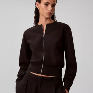 Women's Crewneck Zip Front Cardigan Jacket