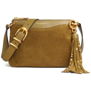 Glenwood Zippered Suede Crossbody with Beaded Tassel Detail