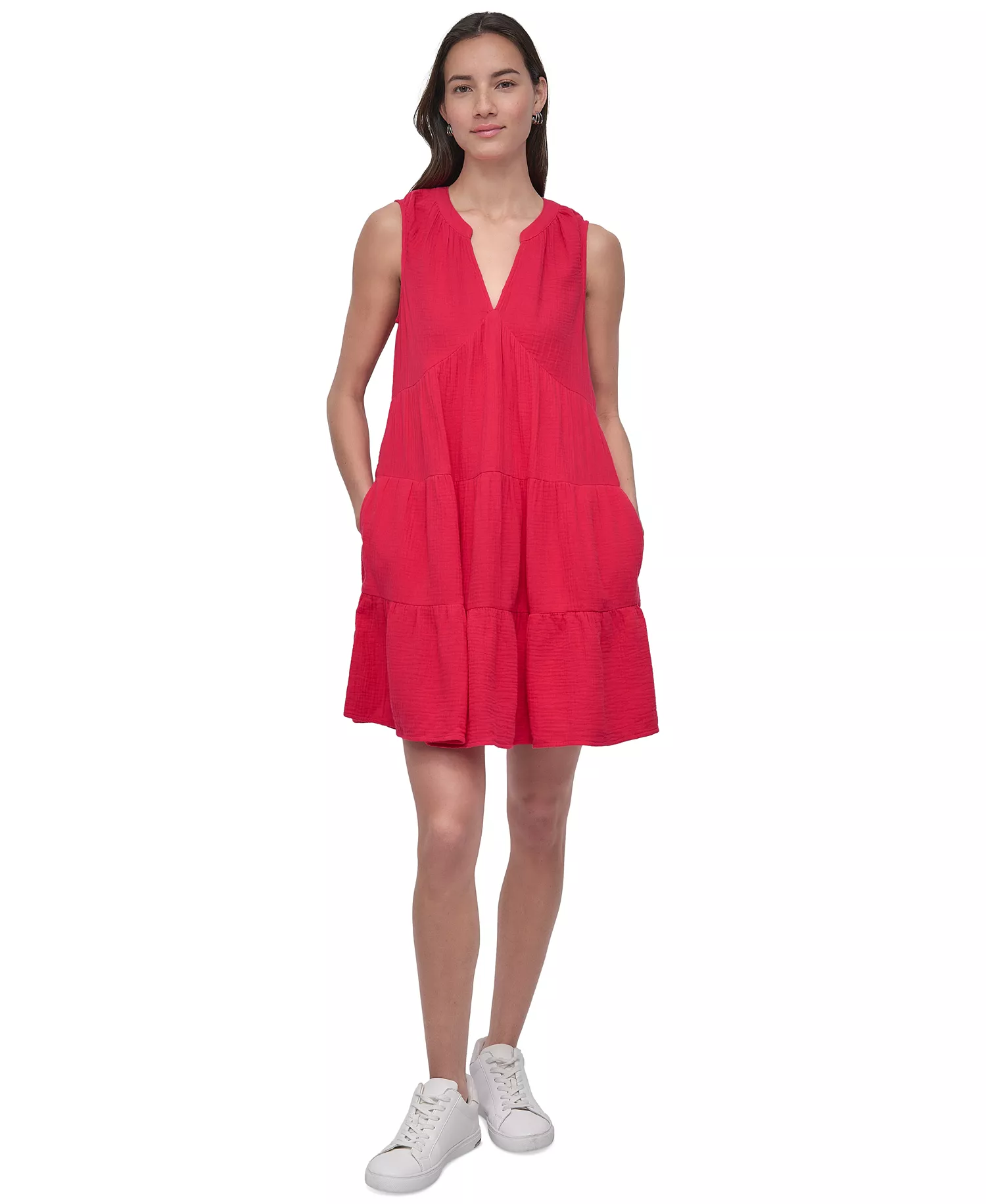 mni-f53a8c10e97d18288568f2e9c384406a Women's Cotton Gauze Sleeveless Mini Dress — изображение 3