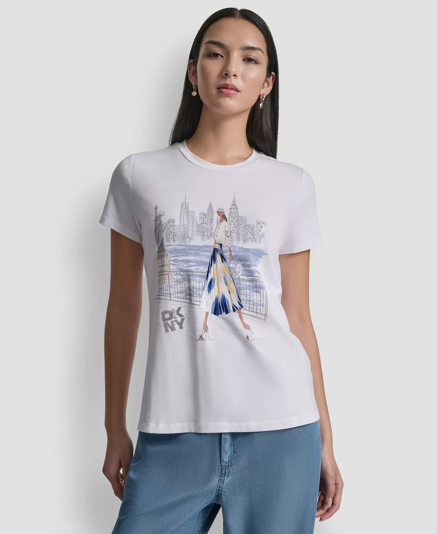 mni-f551efb5e9623e0aa2f2c9a894c3e9b4 Women's Statue of Liberty Graphic Short-Sleeve T-Shirt