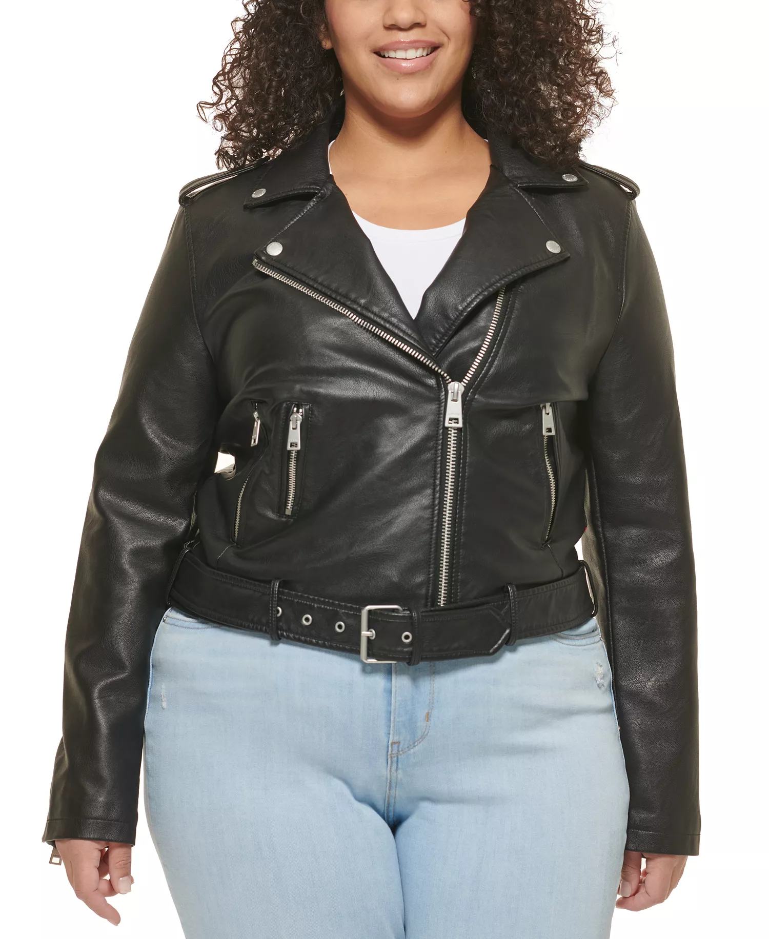 mni-f63a68b15391894ab838c40ee5b03d8b Plus Size Faux Leather Belted Motorcycle Jacket