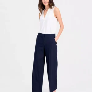 Women's Clean-Waist Linen-Blend Wide-Leg Pants