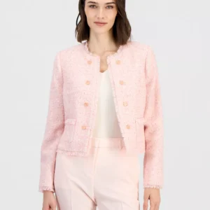 Petite Padded Cropped Collarless Jacket
