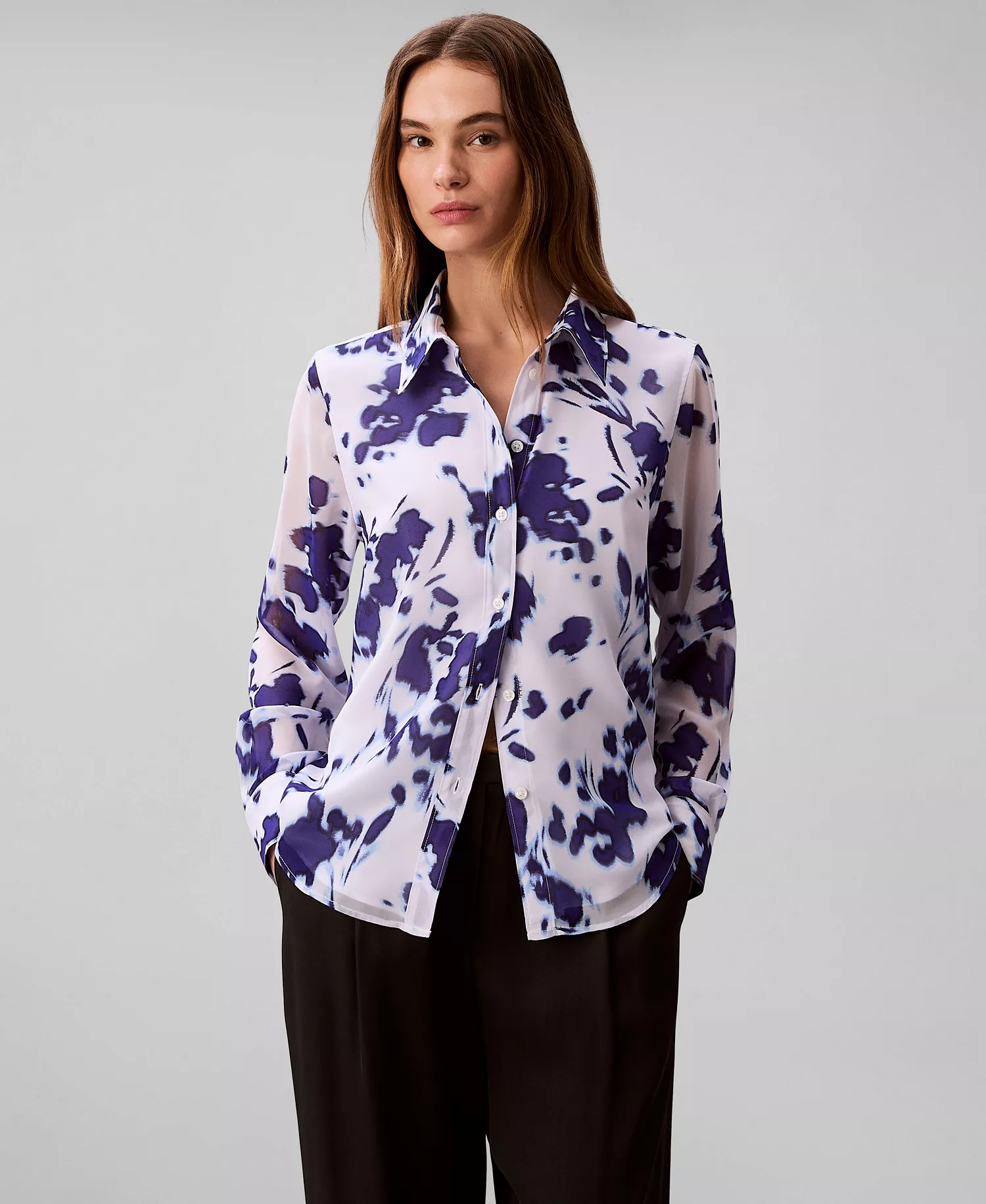 mni-f79c86e0a31225ada11fbdc7febf6fff Women's Printed Relaxed Button-Down Shirt