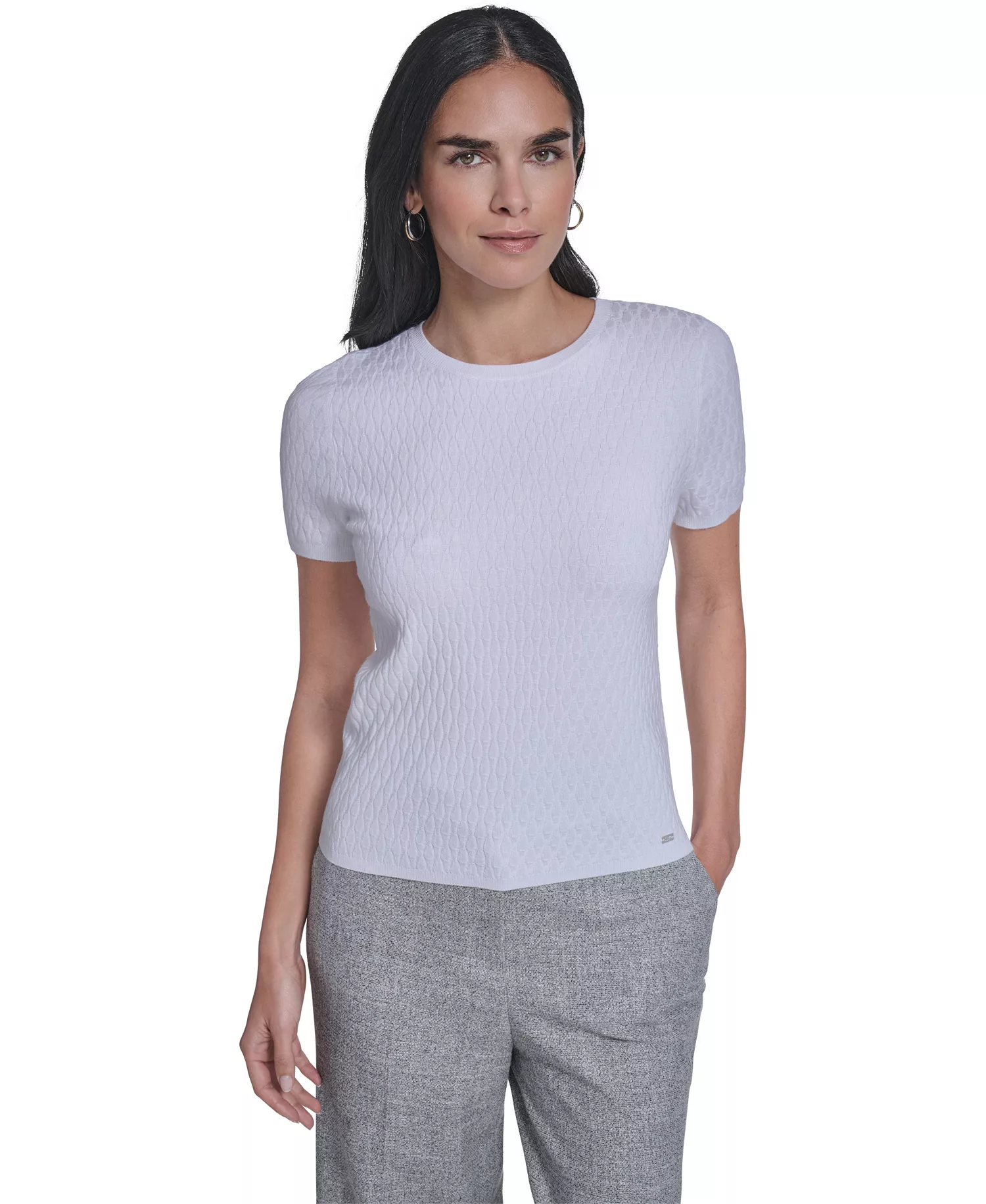 mni-f8afc69408b494d31a633b6229f634dc Women's Short-Sleeve Textured Sweater — изображение 3