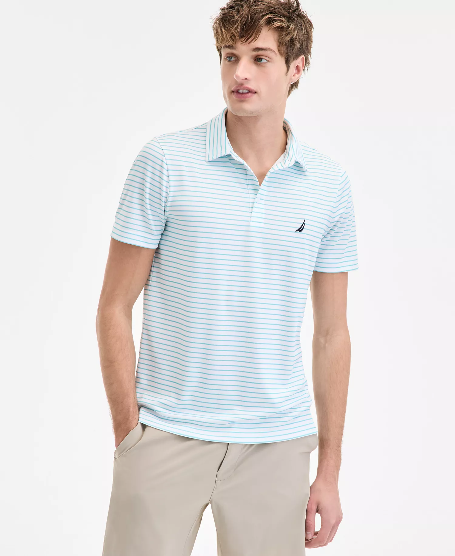 mni-f8fd25c0ee654029e4c90833aae46515 Men’s Classic-Fit Stripe Moisture Wicking Performance Golf Polo Shirt