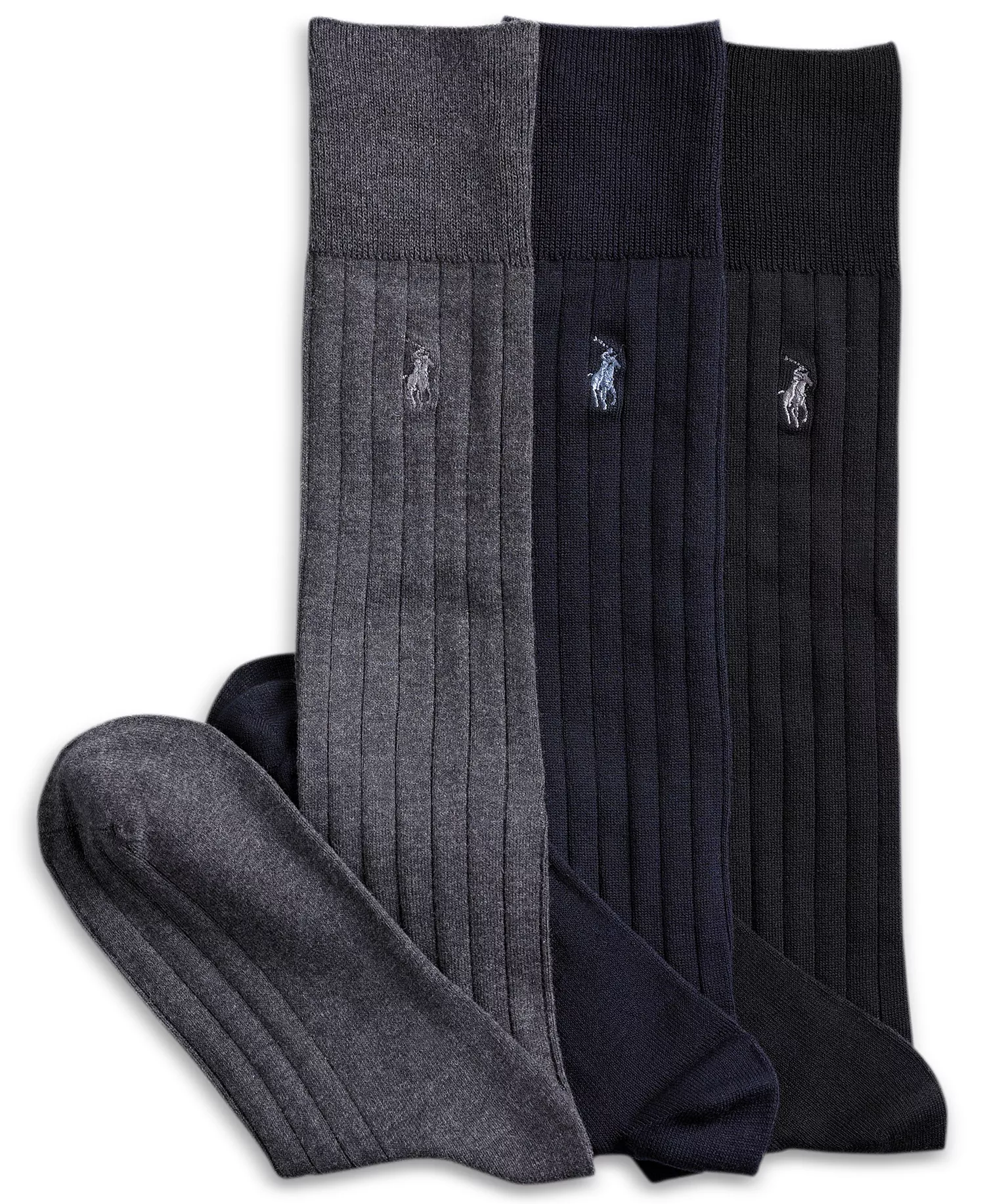 mni-f90a182e450c3d65611a2bbb1a6fe429 Men's 3-Pk. Over the Calf Mercerized Cotton Rib Dress Socks