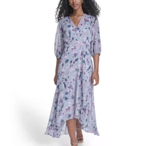 Women's Faux Wrap Balloon-Sleeve Dress