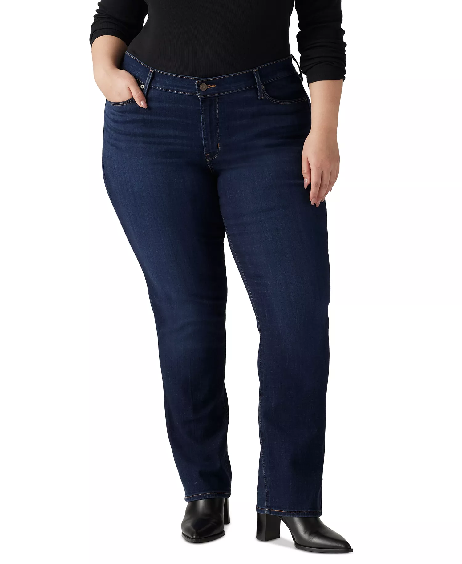 mni-fabbeac160d54b486d62140e90430ed2 Trendy Plus Size Classic Straight Leg Jeans — изображение 5