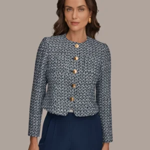 Petite Crewneck 5-Button Cropped Jacket