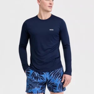 BOSS by Men's Long-Sleeve UV Protection Rashguard Swim Shirt