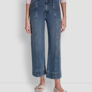 Women's High Rise Cropped Wide Leg Utility Jeans
