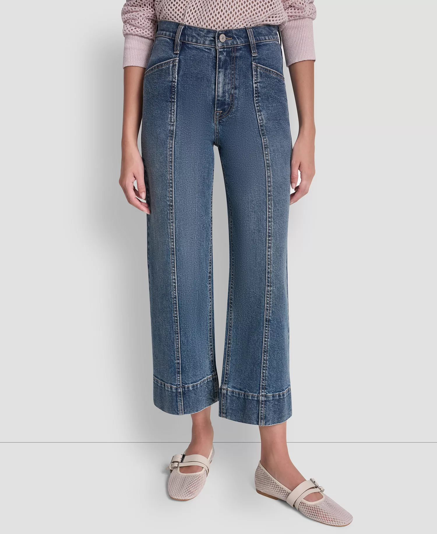 mni-fc6ff9373c631142a4f11e306637ad6e Women's High Rise Cropped Wide Leg Utility Jeans