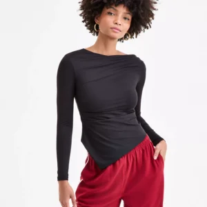 Women's Asymmetrical-Hem Boatneck Top, Macy's Exclusive