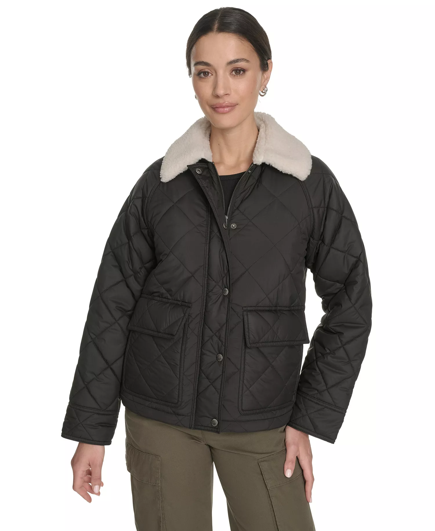 mni-fd29f2740bc46c41dcaeec9dd318e7da Women's Regular Diamond Quilted Jacket