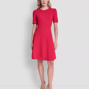 Women's Short-Sleeve Jewel Neck Dress