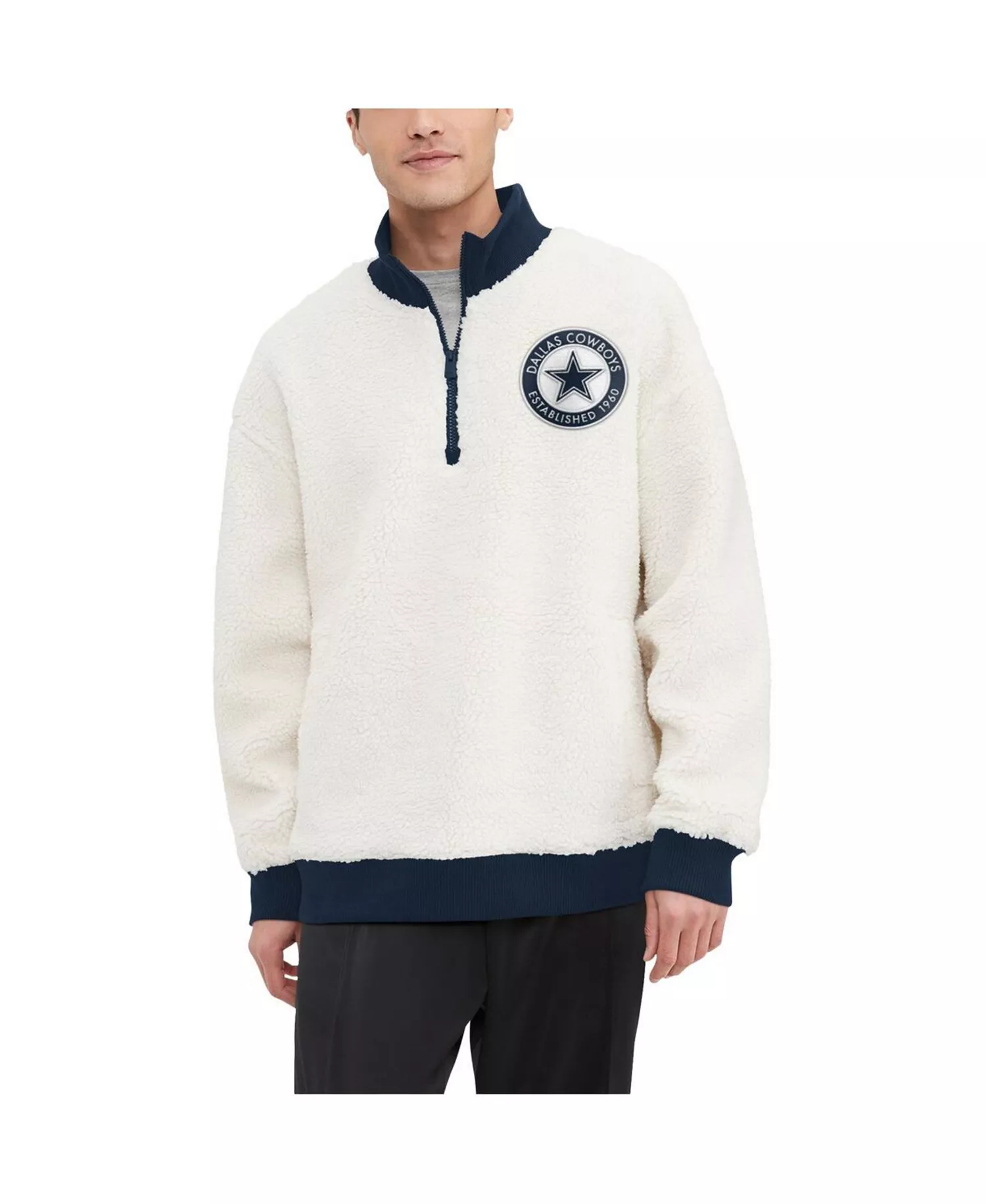mni-fded0eb8404a8ef65dd88e34c25e8bd8 Men's White Dallas Cowboys Jordan Sherpa Quarter-Zip Jacket