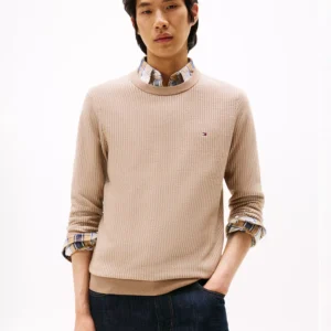 Men's Crewneck Two-Tone Pima Cotton Cashmere Sweater
