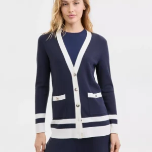 Nautica Women's Long V-Neck Cardigan Sweater