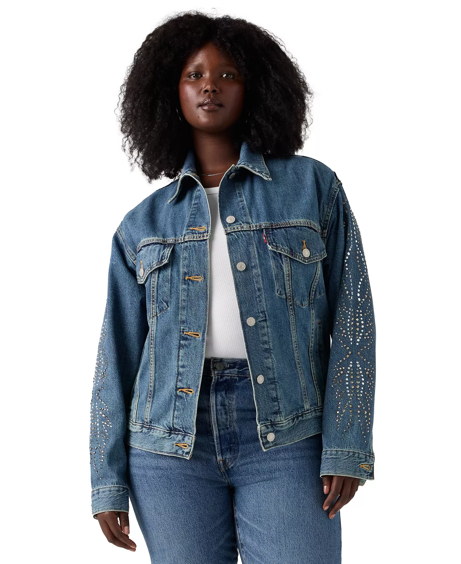 mni-ff23d940d3e893bed9d97f371f92566c Plus Size 90s Trucker Long Sleeve Jacket