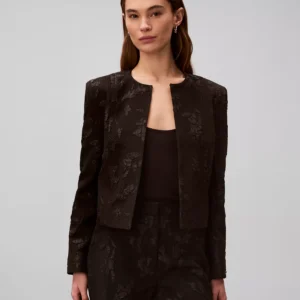 Women's Novelty Crew Neck Cropped Jacket