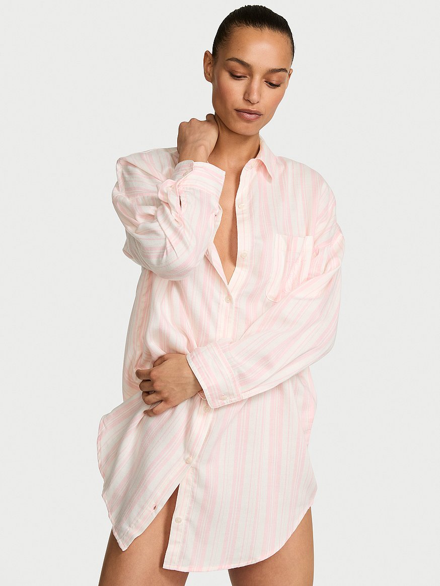 modal cotton button front sleepshirt modal cotton button front sleepshirt