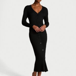 luxe crème knit cardigan dress