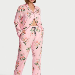signature satin long pajama set