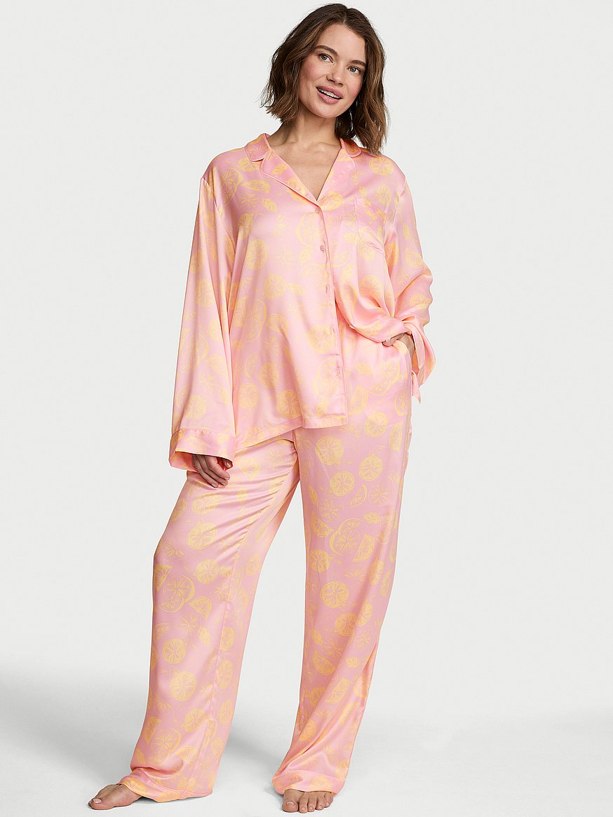 signature satin long pajama set signature satin long pajama set
