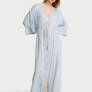 sosoft™ modal ribbed lace trim long robe