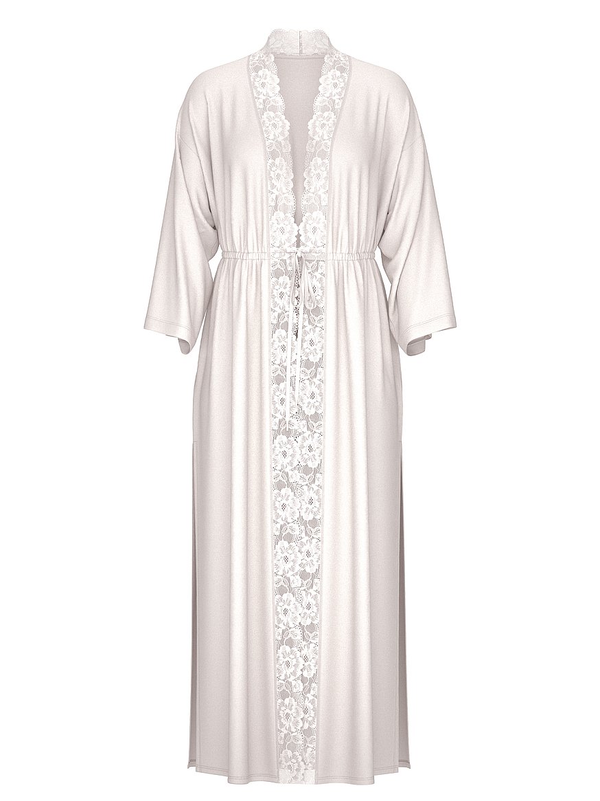 sosoft™ modal ribbed lace trim long robe sosoft™ modal ribbed lace trim long robe