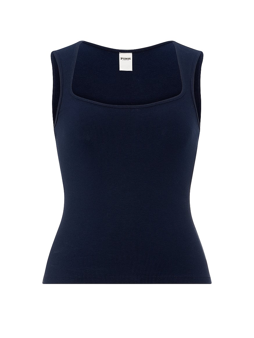 all day soft rib square neck tank top all day soft rib square neck tank top