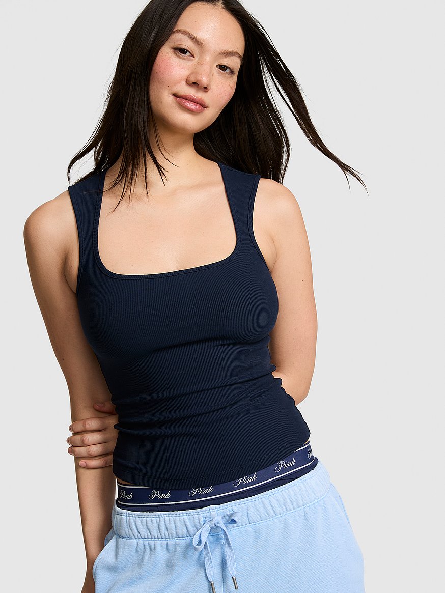all day soft rib square neck tank top all day soft rib square neck tank top