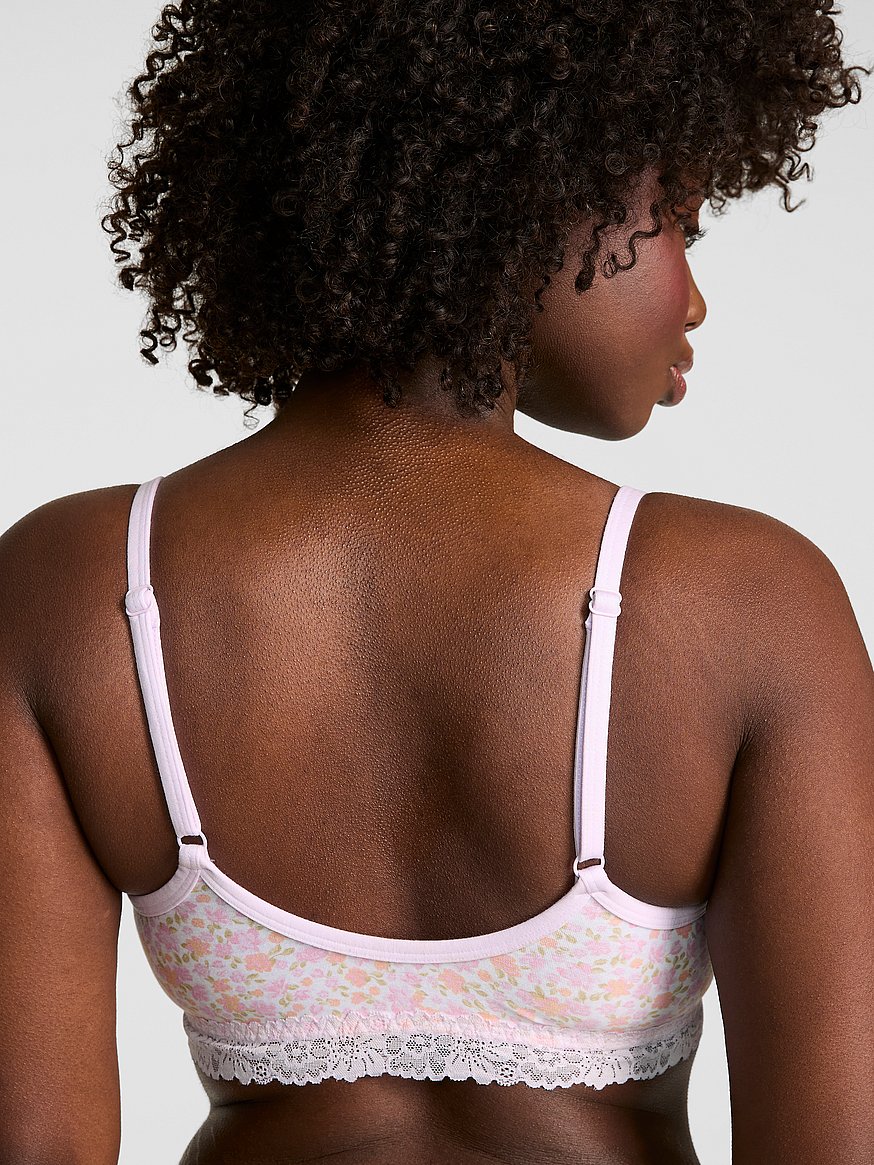 cotton unlined lace trim scoop bralette cotton unlined lace trim scoop bralette