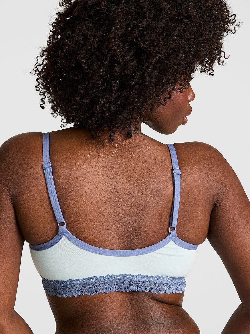 cotton unlined lace trim scoop bralette cotton unlined lace trim scoop bralette