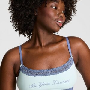 cotton unlined lace trim scoop bralette