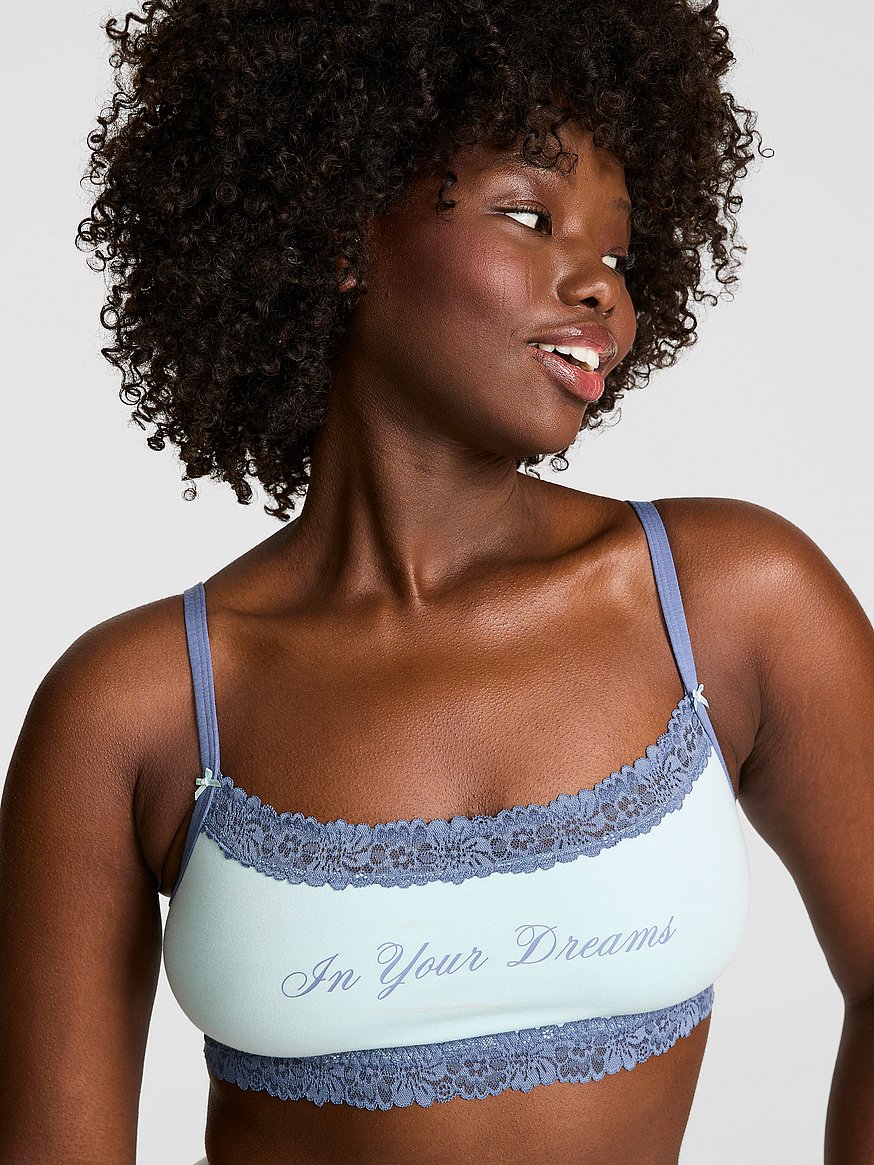 cotton unlined lace trim scoop bralette cotton unlined lace trim scoop bralette