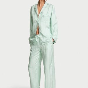 signature satin long pajama set