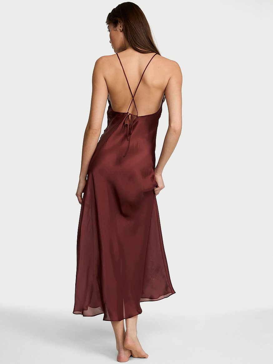luxe sheer satin long slip dress luxe sheer satin long slip dress
