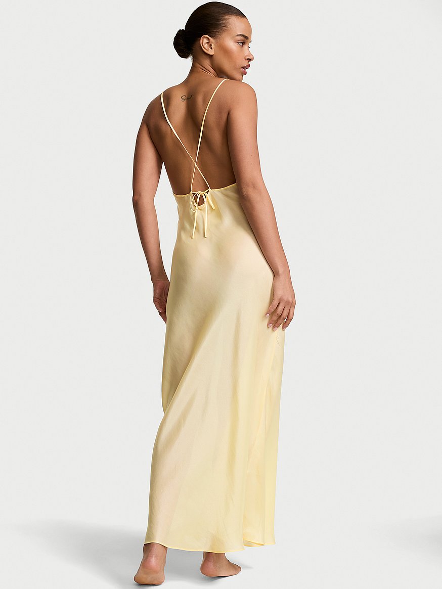 luxe sheer satin long slip dress luxe sheer satin long slip dress