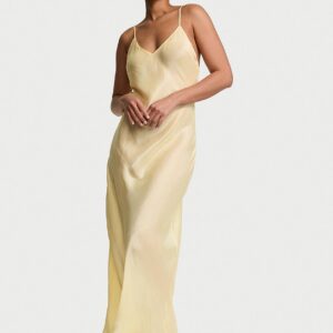 luxe sheer satin long slip dress