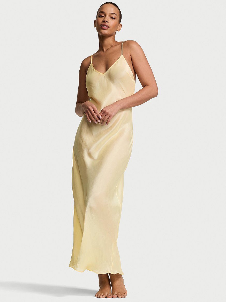 luxe sheer satin long slip dress luxe sheer satin long slip dress