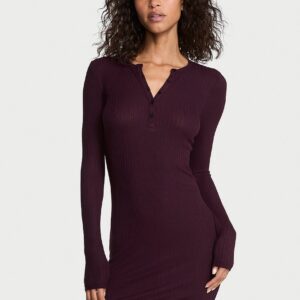 sosoft™ modal wide rib long sleeve henley dress
