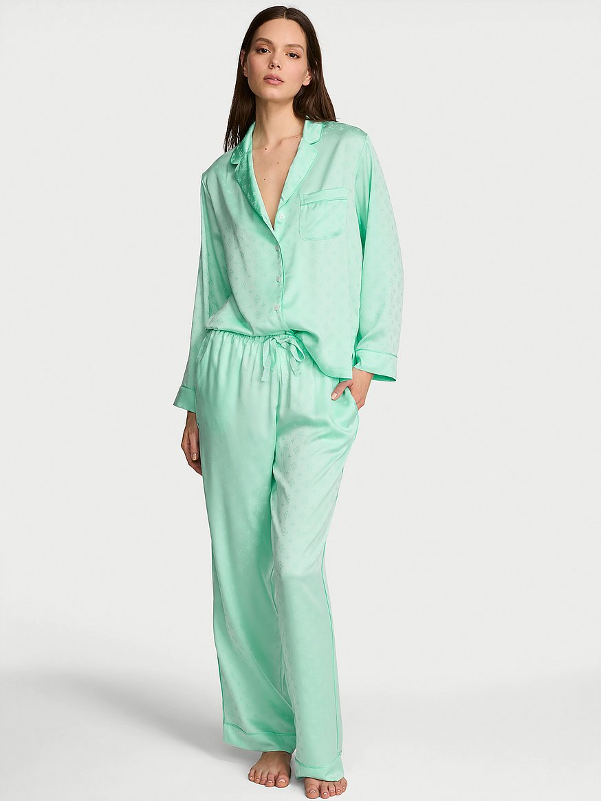 signature satin long pajama set signature satin long pajama set
