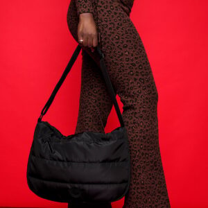 quilted puﬀer hobo bag