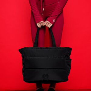 quilted puﬀer tote bag