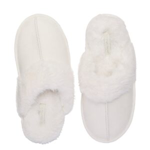 faux suede & fur closed toe slippers