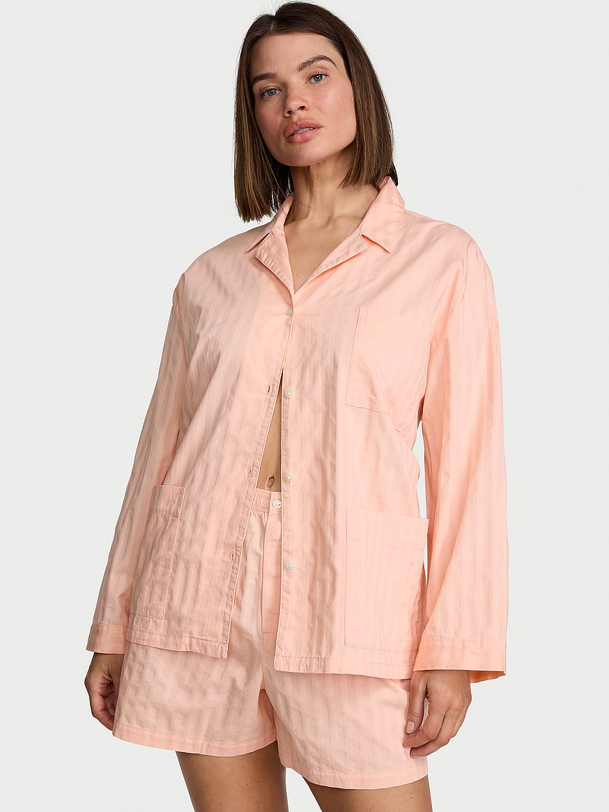 heritage cotton long sleeve short pajama set heritage cotton long sleeve short pajama set