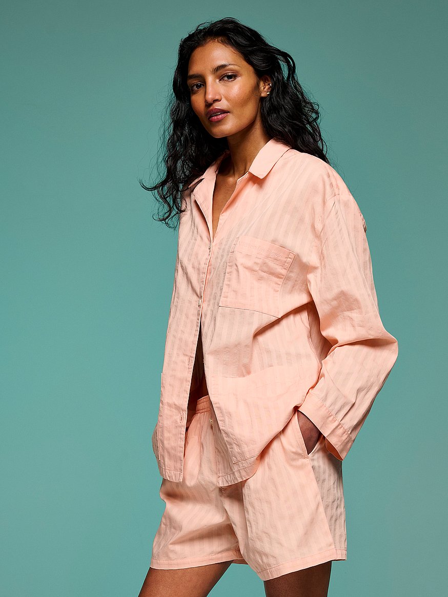 heritage cotton long sleeve short pajama set heritage cotton long sleeve short pajama set
